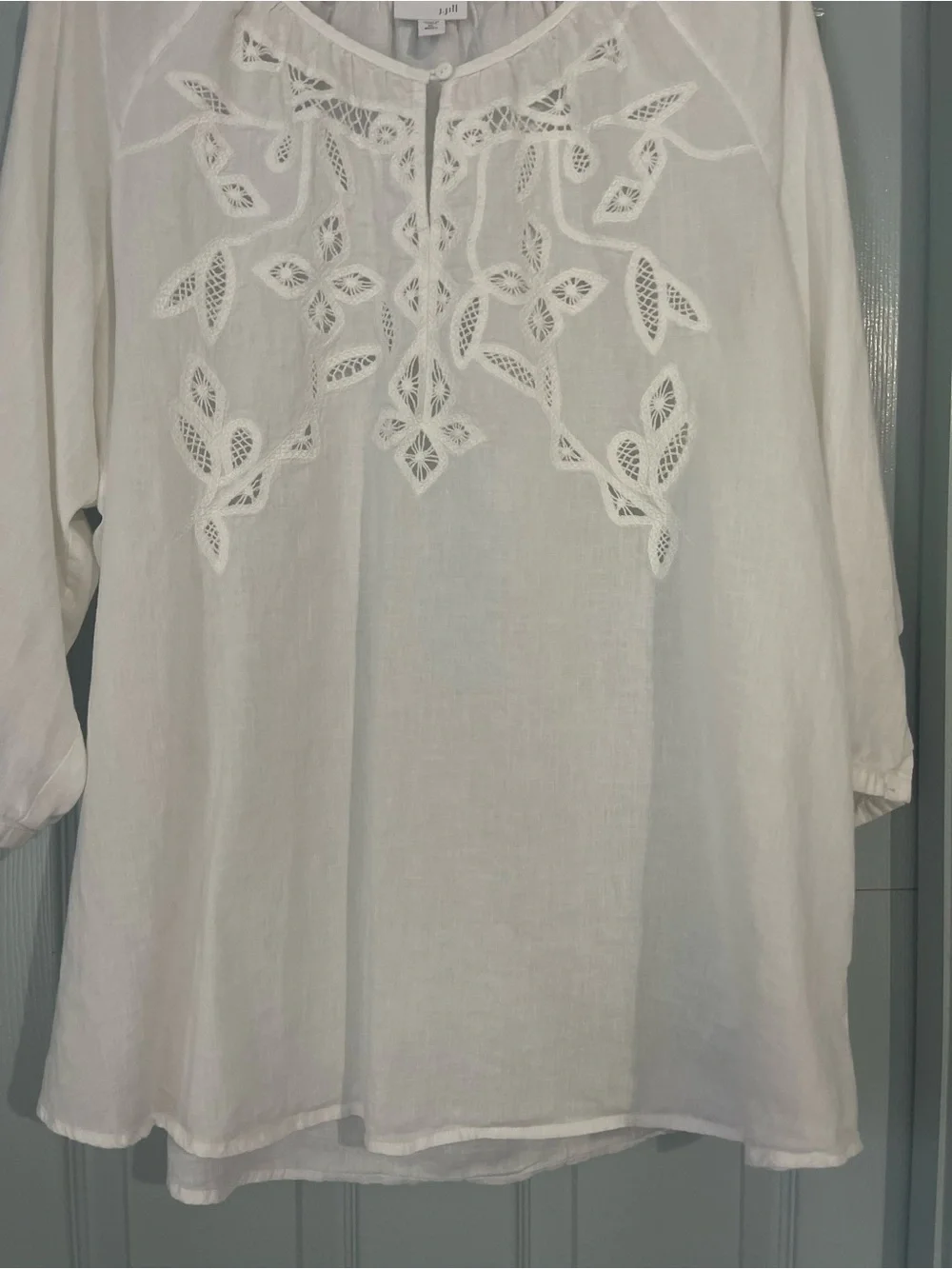 J. Jill White Embroidered Linen Tunic